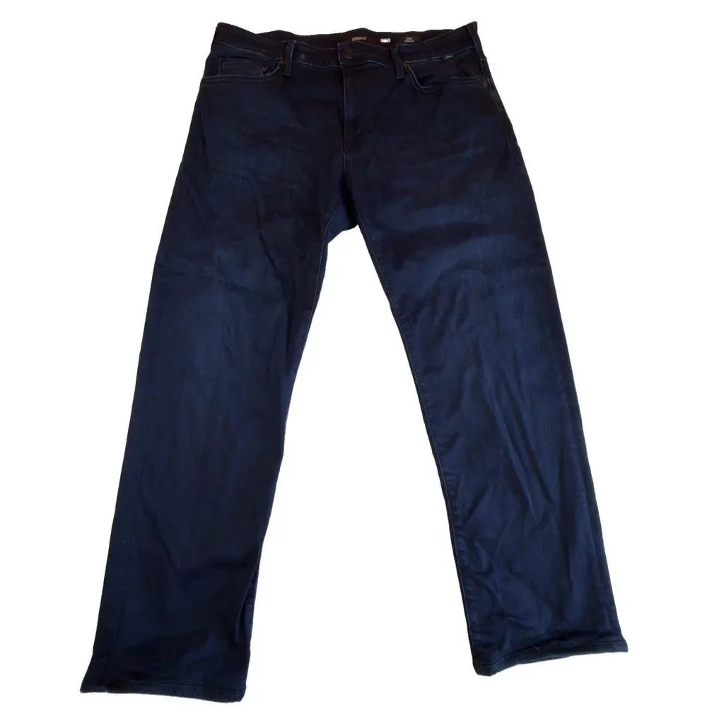 Mavi Zach Straight Leg Jeans Men’s 37W 28.5L Stretch Cotton Blend Dark Wash Blue